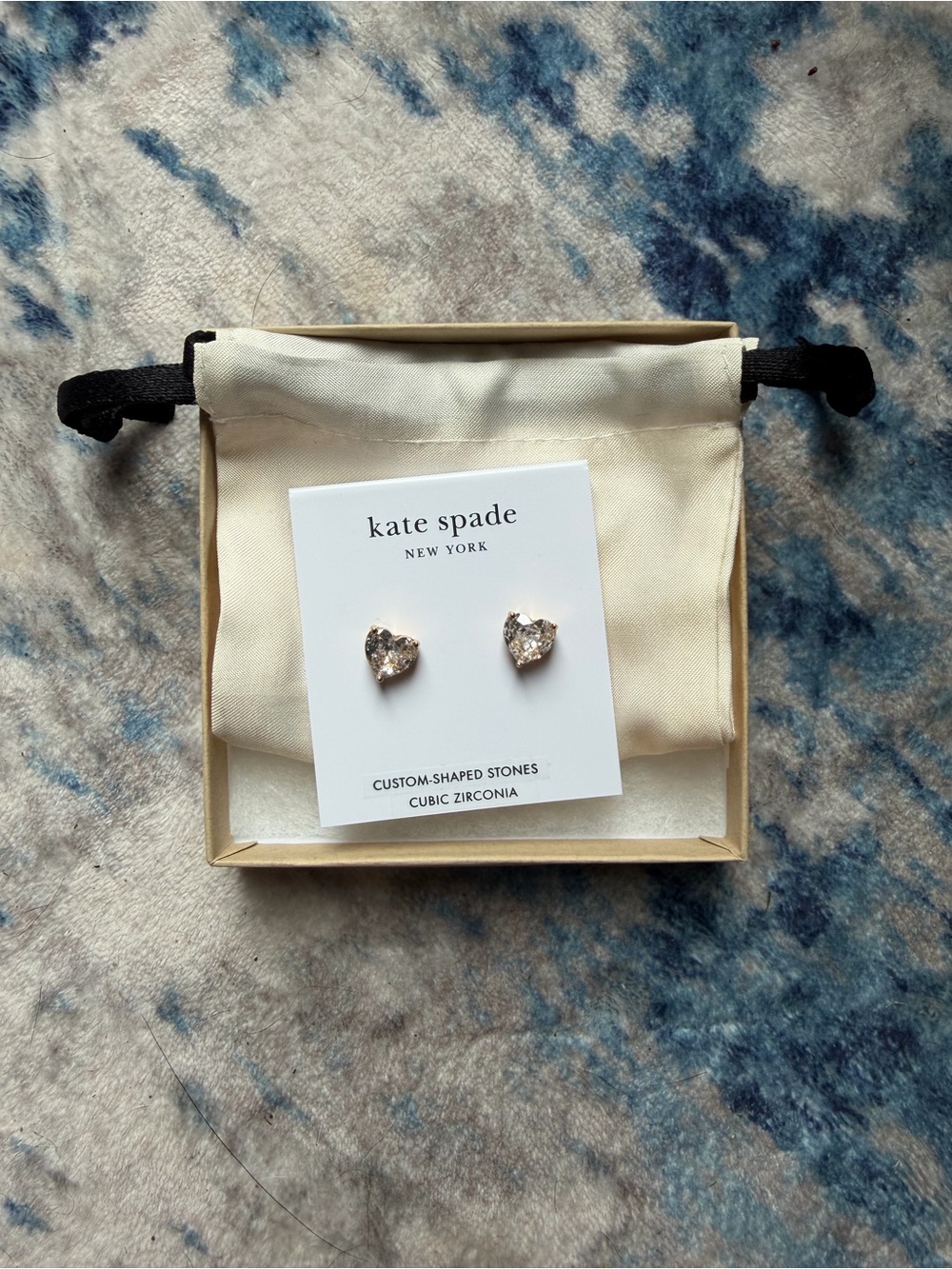 kate spade gold heart cubic zirconia kids stud earrings